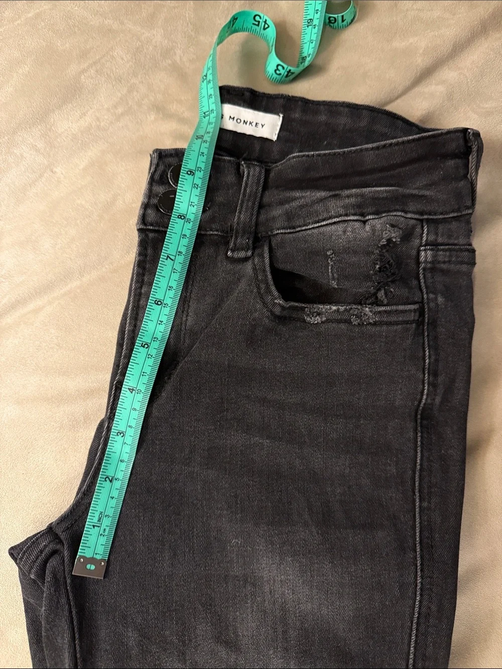 Flying Monkey Black Mid-Rise Stretch Denim Raw Hem Skinny Jeans Women’s size 26